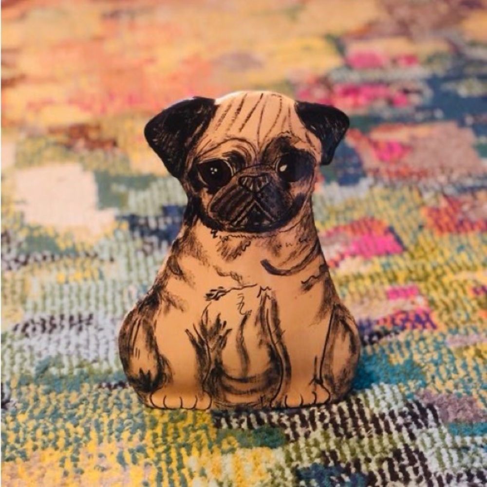Nina Lyman “Dogs by Nina” Pug Dog Vase - pug dog lover home decor